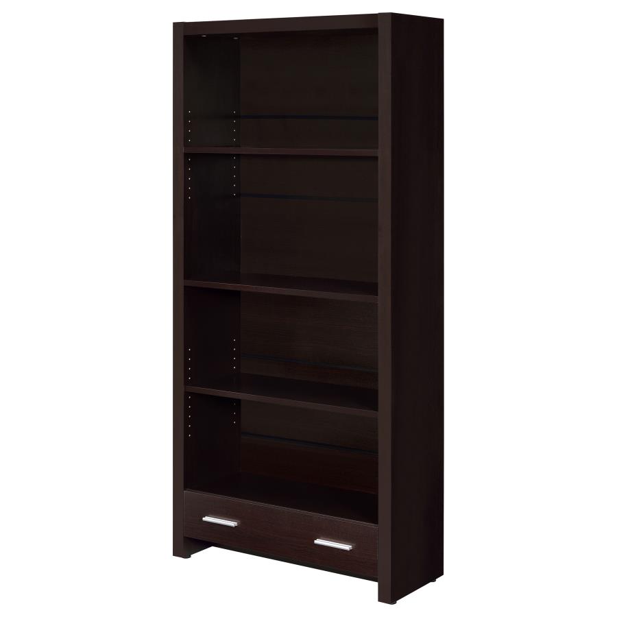 Skylar 71-inch 5-shelf Bookcase with Drawer Cappuccino view 5
