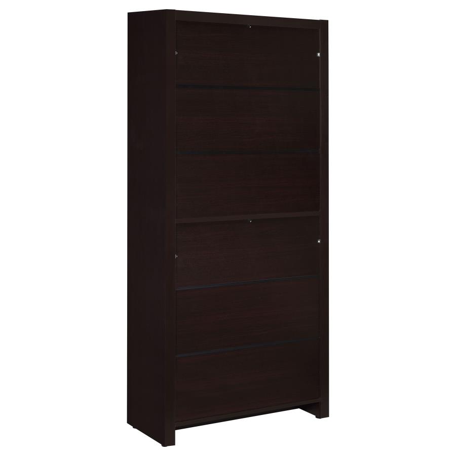 Skylar 71-inch 5-shelf Bookcase with Drawer Cappuccino view 7