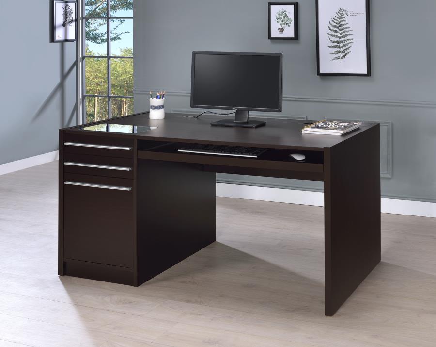 Halston 60-inch 3-drawer Office Computer Desk Cappuccino view 2