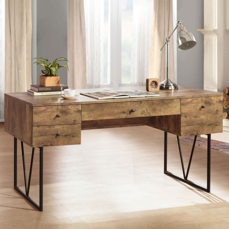 Analiese 63-inch 4-drawer Writing Desk Rustic Nutmeg view 2