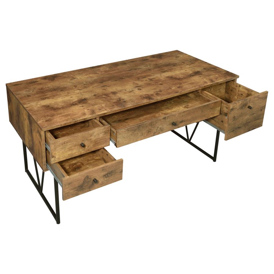 Analiese 63-inch 4-drawer Writing Desk Rustic Nutmeg view 4