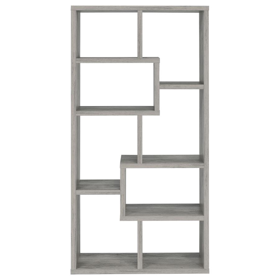 Theo 71-inch 6-shelf Bookshelf Grey Driftwood view 3