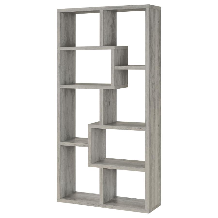 Theo 71-inch 6-shelf Bookshelf Grey Driftwood view 4