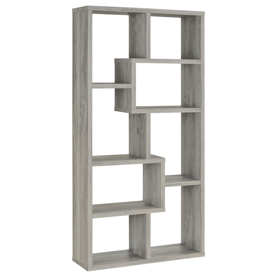 Theo 71-inch 6-shelf Bookshelf Grey Driftwood view 6