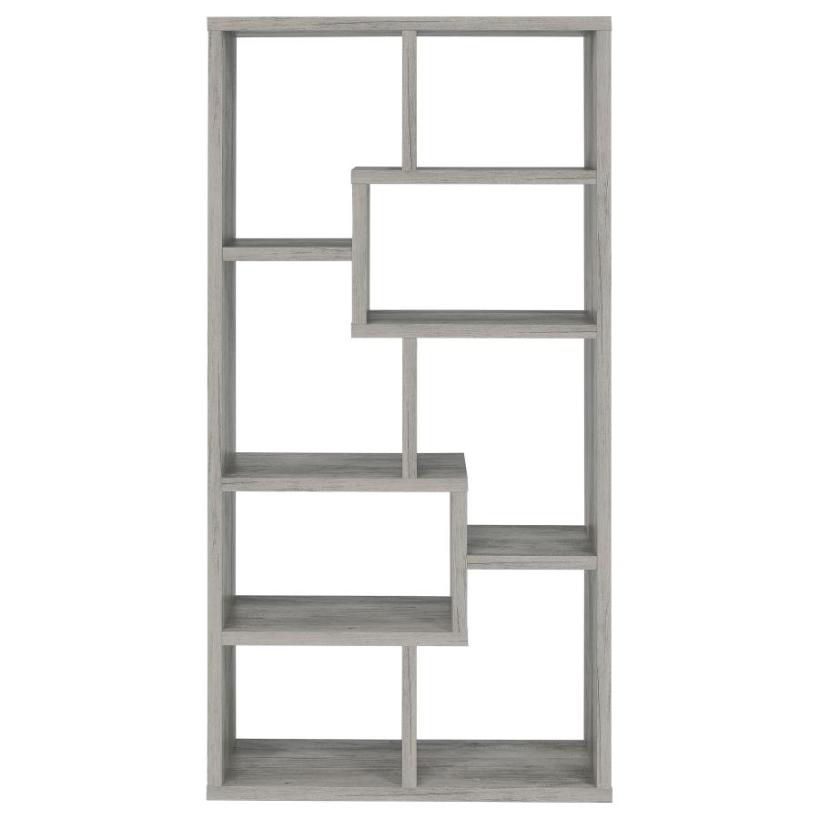 Theo 71-inch 6-shelf Bookshelf Grey Driftwood view 7