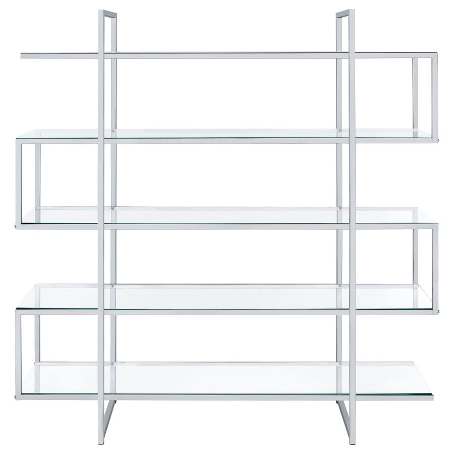 Elmer 63-inch 5-shelf Bookshelf Clear and Chrome view 3