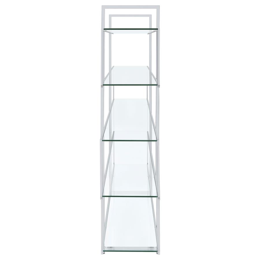 Elmer 63-inch 5-shelf Bookshelf Clear and Chrome view 5