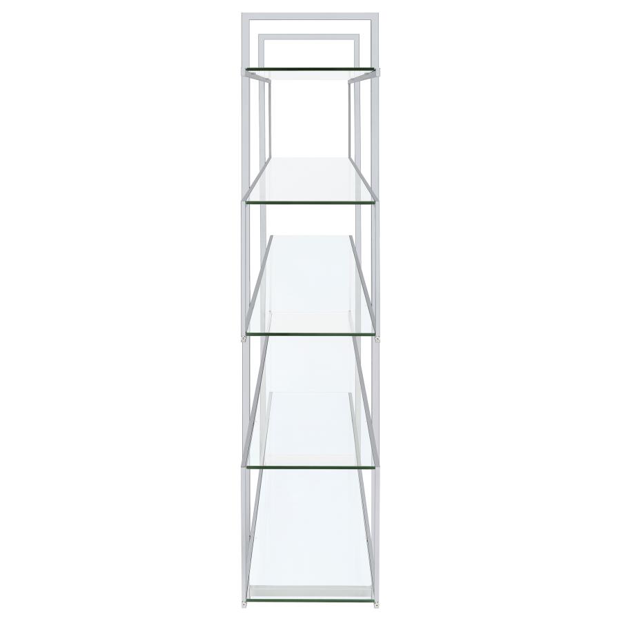 Elmer 63-inch 5-shelf Bookshelf Clear and Chrome view 6