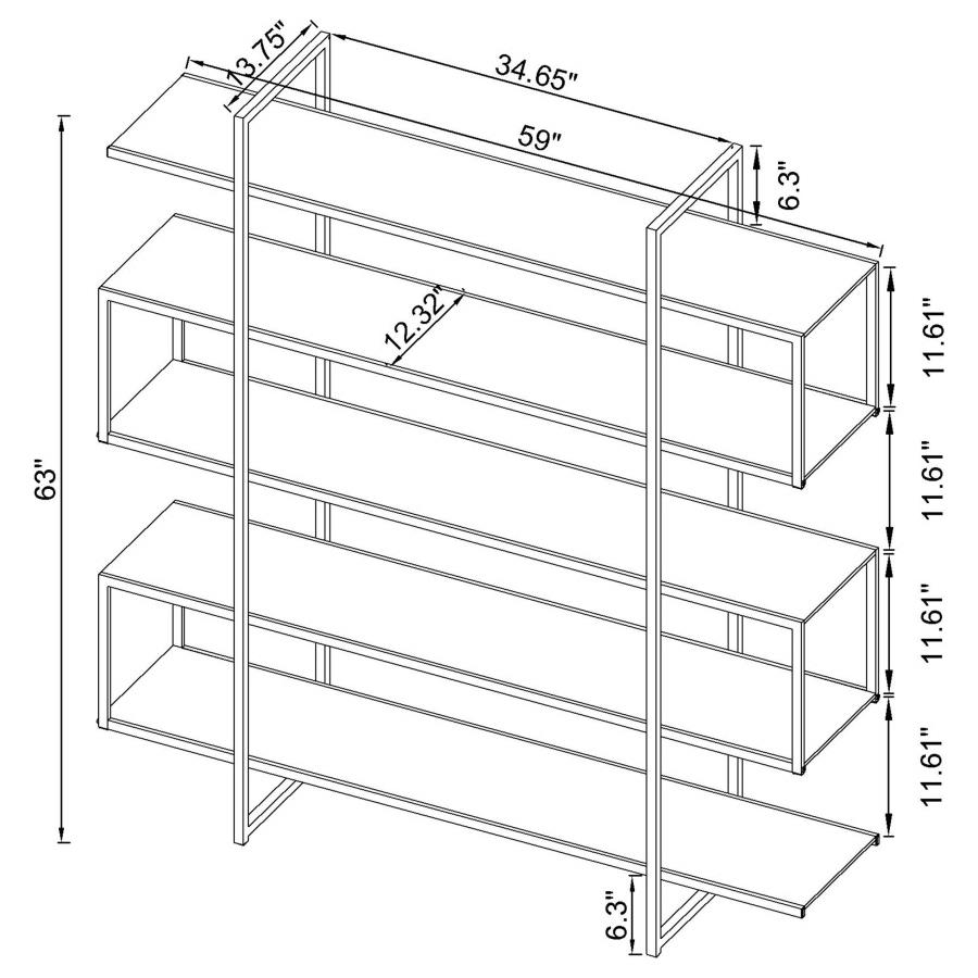 Elmer 63-inch 5-shelf Bookshelf Clear and Chrome view 7