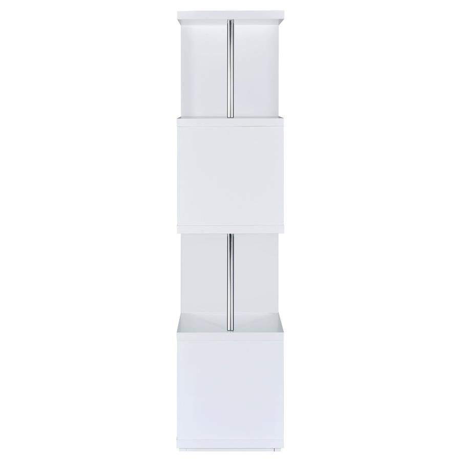 Baxter 67-inch 4-shelf Bookshelf White and Chrome view 3