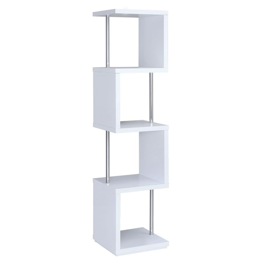 Baxter 67-inch 4-shelf Bookshelf White and Chrome view 4
