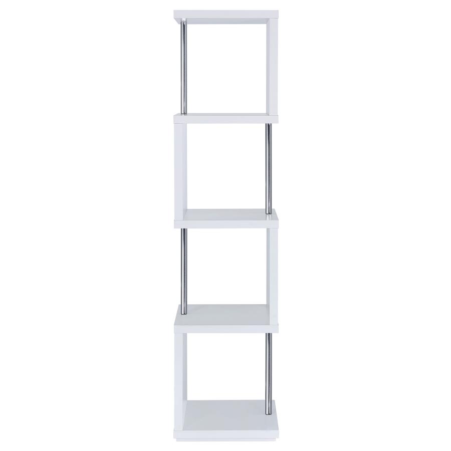 Baxter 67-inch 4-shelf Bookshelf White and Chrome view 5