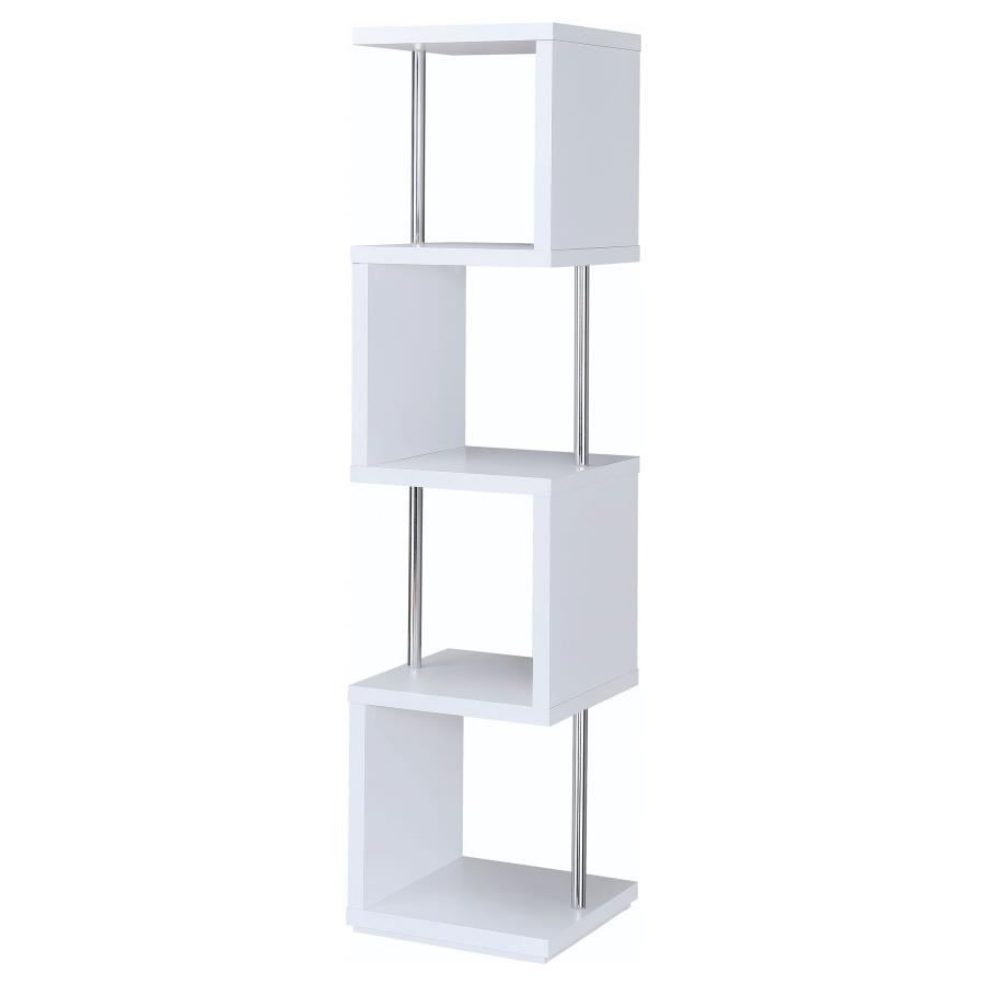 Baxter 67-inch 4-shelf Bookshelf White and Chrome view 6