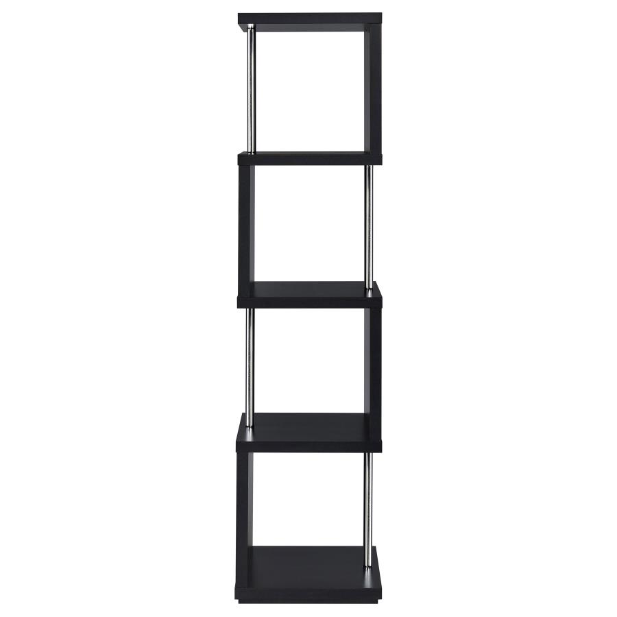 Baxter 67-inch 4-shelf Bookshelf Black and Chrome view 5