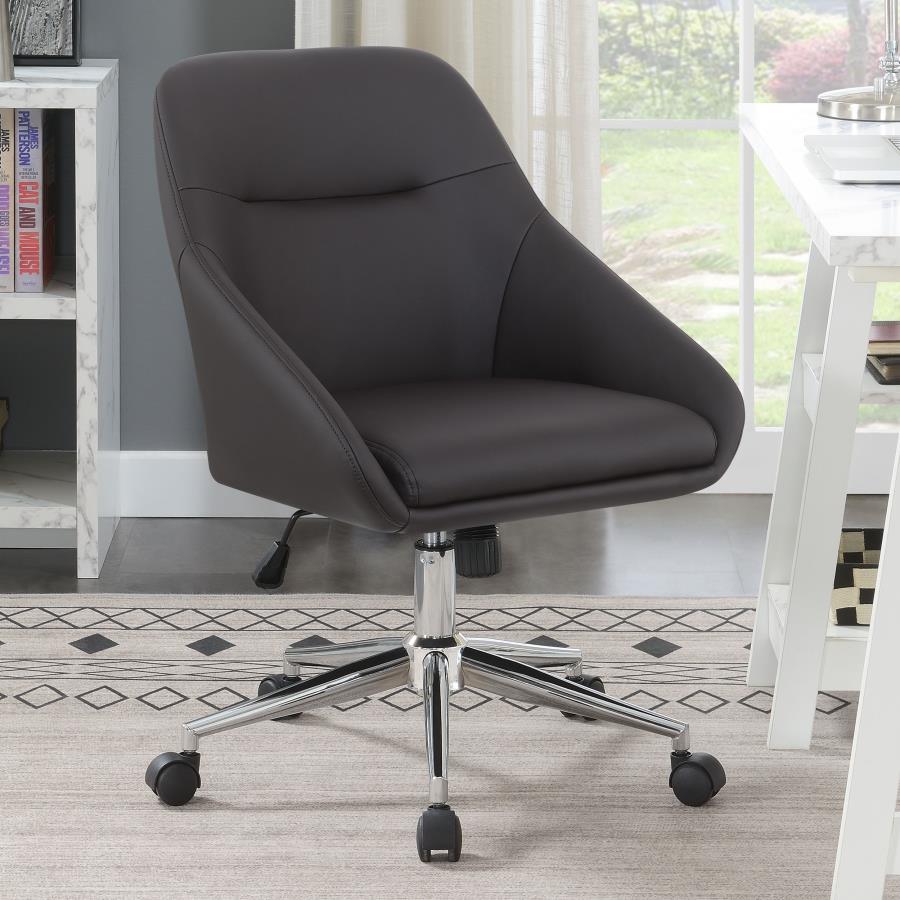 Jackman Upholstered Adjustable Home Office Desk Chair Brown view 2
