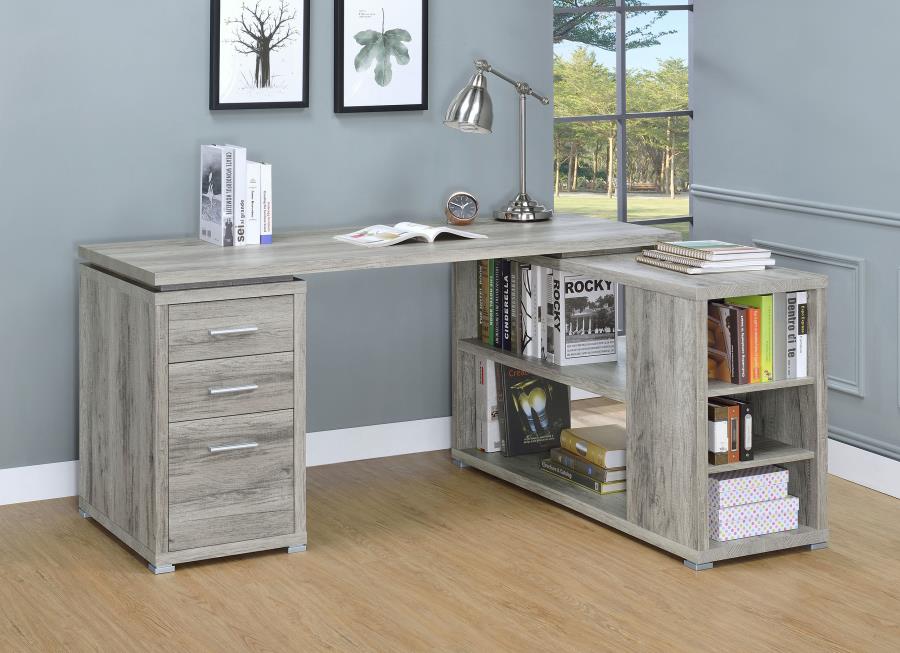 Yvette 60-inch 3-drawer L-Shape Computer Desk Grey Driftwood view 2