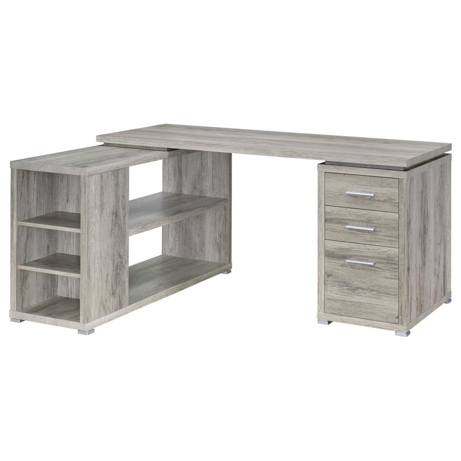 Yvette 60-inch 3-drawer L-Shape Computer Desk Grey Driftwood view 3
