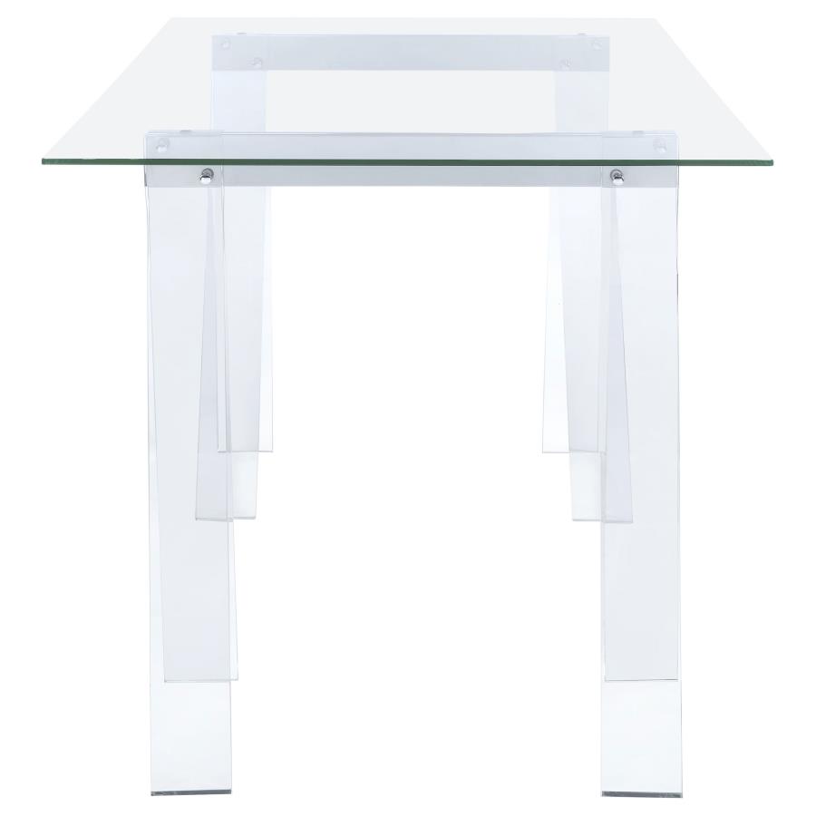 Amaturo 59-inch Glass Top Acrylic Writing Desk Clear view 4