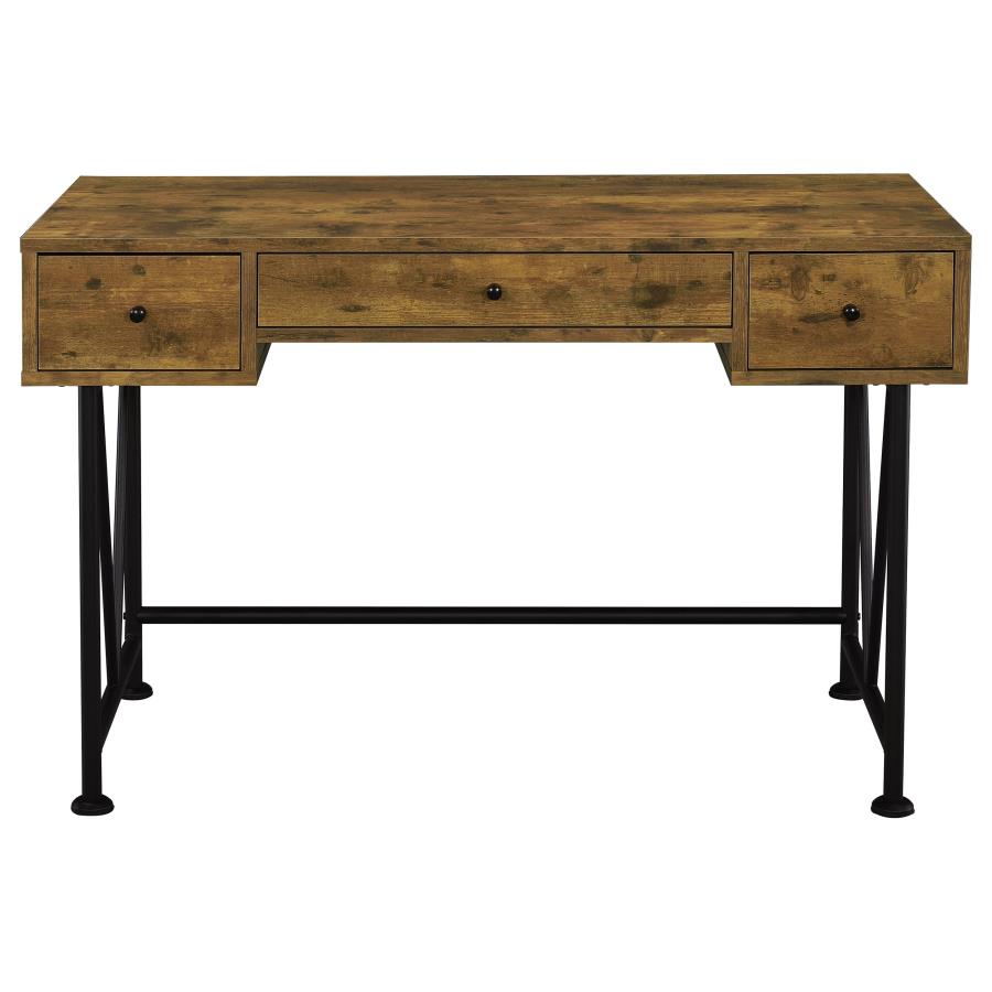 Analiese 47-inch 3-drawer Writing Desk Rustic Nutmeg view 6