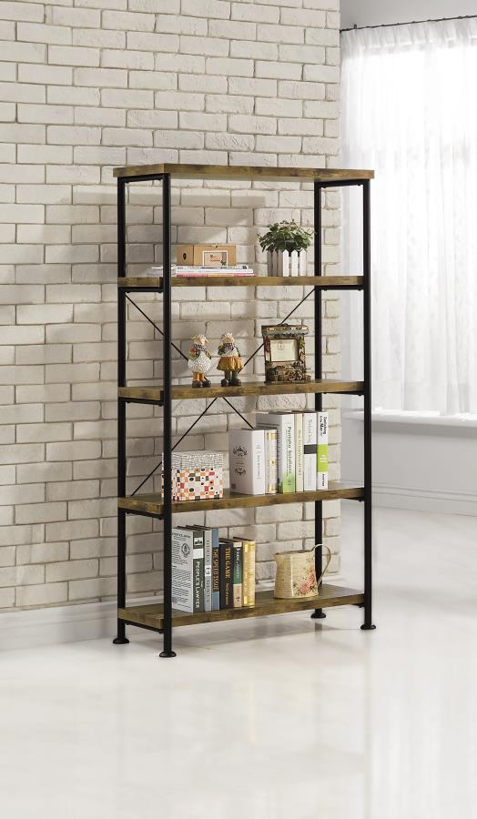 Analiese 63-inch 4-shelf Bookshelf Rustic Nutmeg view 2