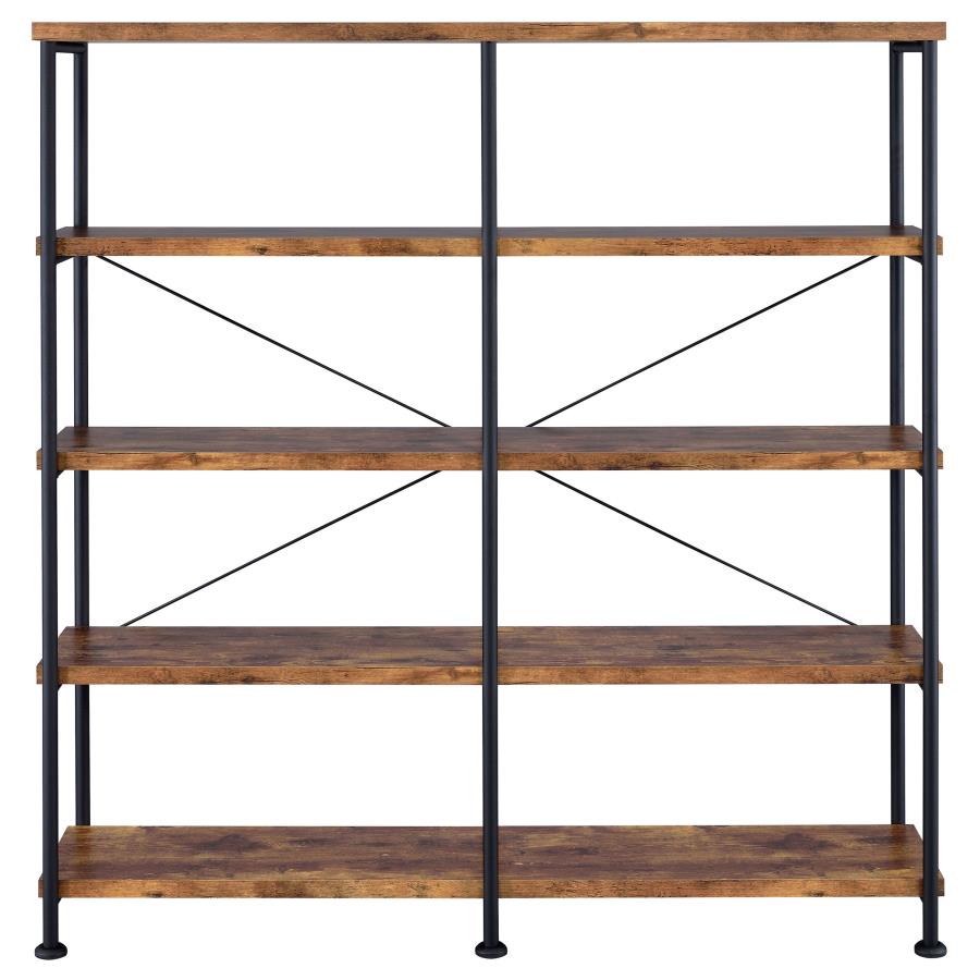 Analiese 63-inch 4-shelf Double Bookshelf Rustic Nutmeg view 3