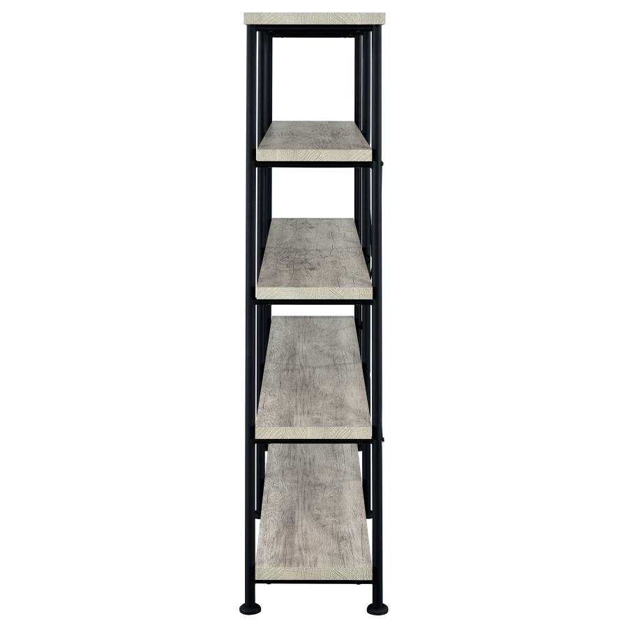 Analiese 63-inch 4-shelf Double Bookshelf Grey Driftwood view 5