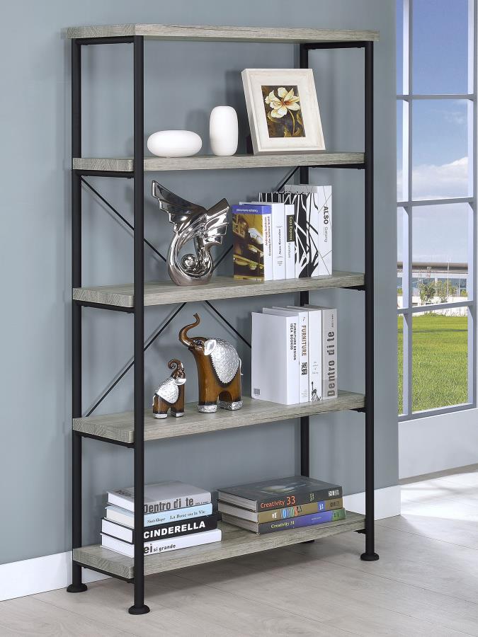 Analiese 63-inch 4-shelf Bookshelf Grey Driftwood view 2