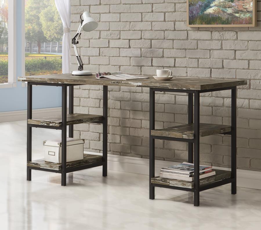 Kemper 59-inch 4-shelf Writing Desk Weathered Brown view 2