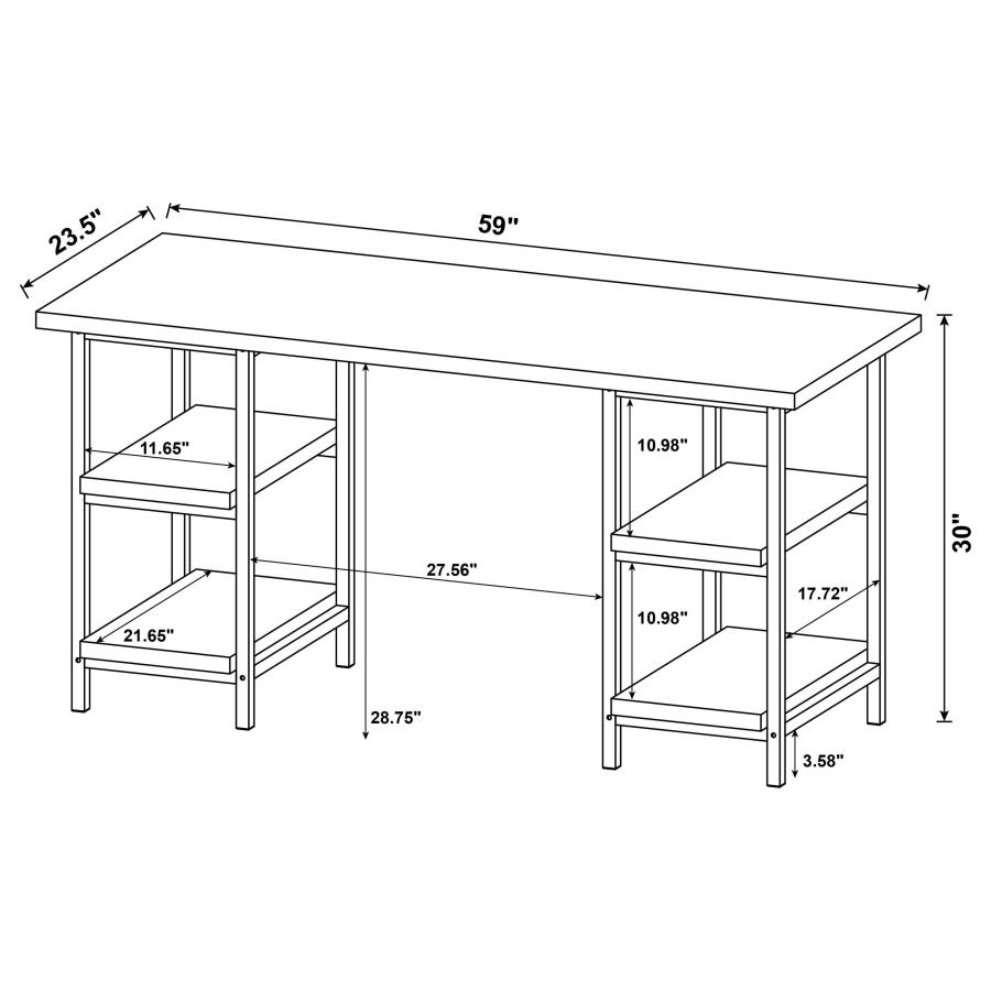 Kemper 59-inch 4-shelf Writing Desk Weathered Brown view 3