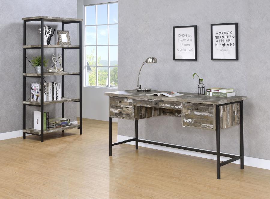 Kemper 59-inch 4-shelf Writing Desk Weathered Brown view 5