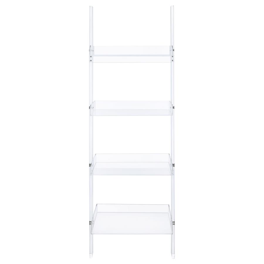 Amaturo 72-inch 4-shelf Acrylic Ladder Bookshelf Clear view 3