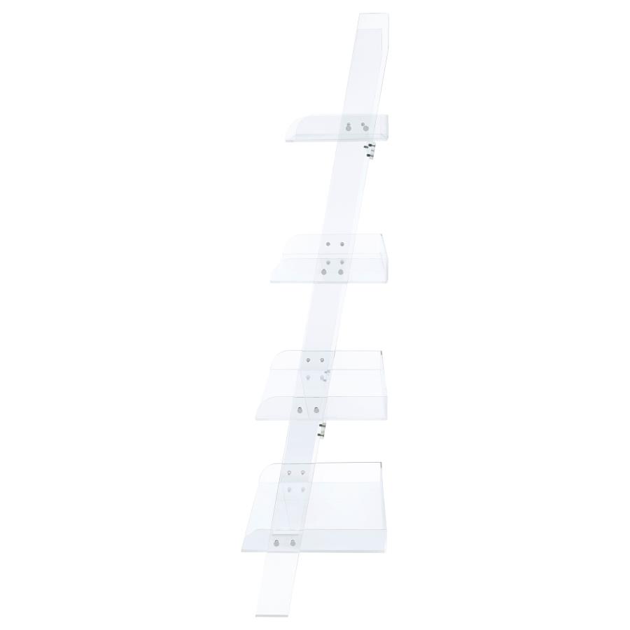 Amaturo 72-inch 4-shelf Acrylic Ladder Bookshelf Clear view 3