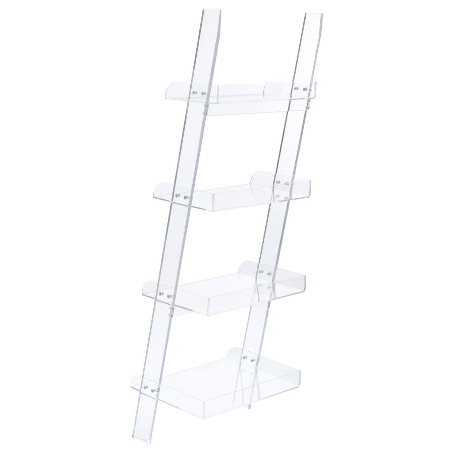 Amaturo 72-inch 4-shelf Acrylic Ladder Bookshelf Clear view 4