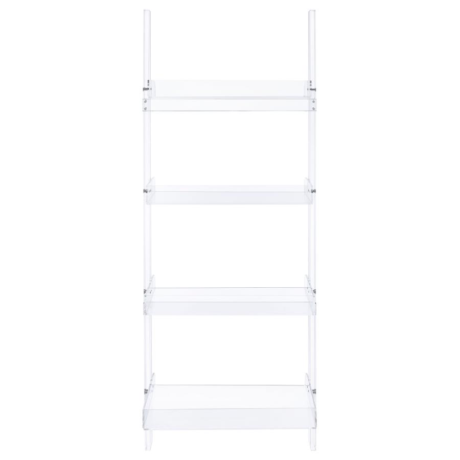 Amaturo 72-inch 4-shelf Acrylic Ladder Bookshelf Clear view 5