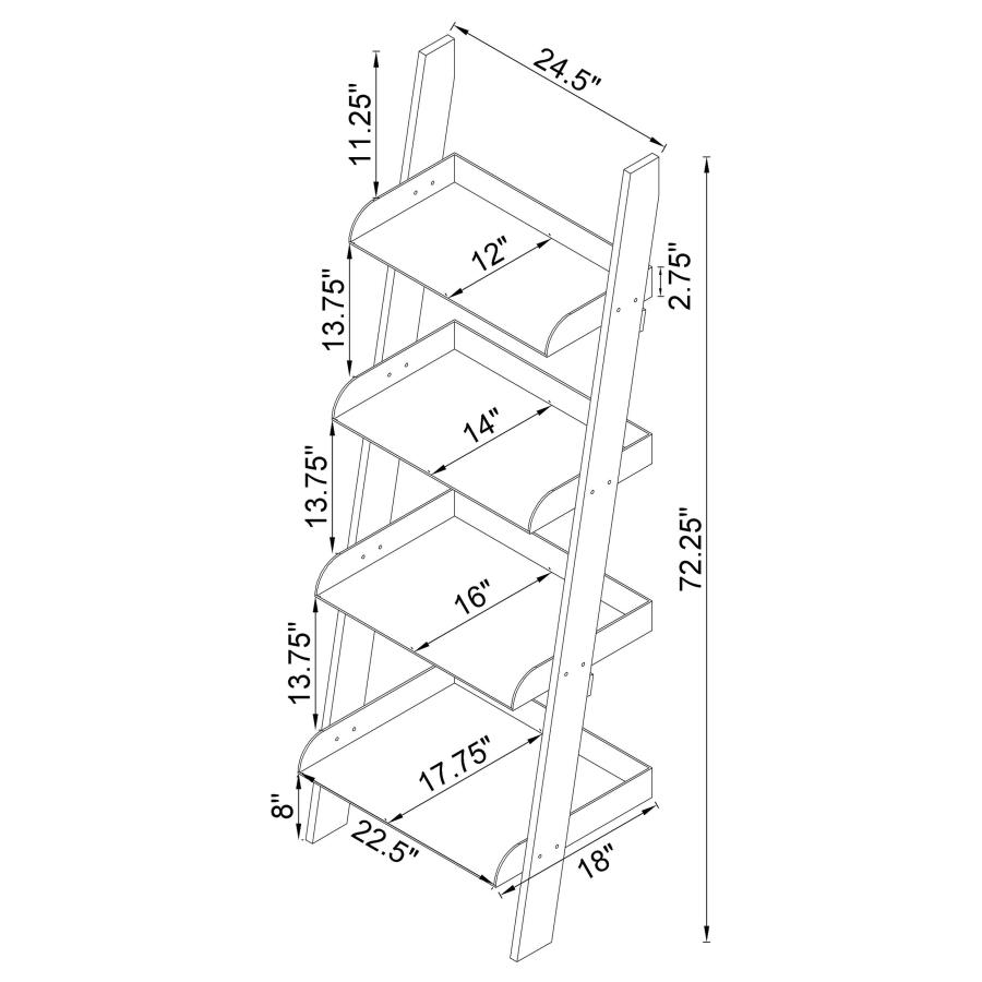 Amaturo 72-inch 4-shelf Acrylic Ladder Bookshelf Clear view 6