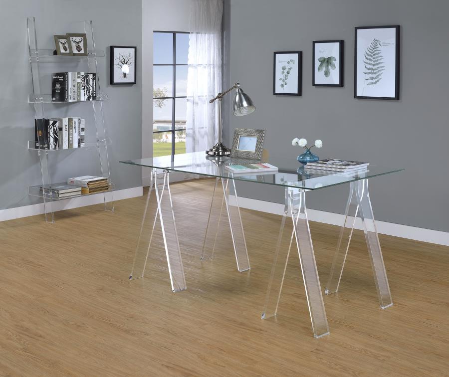 Amaturo 72-inch 4-shelf Acrylic Ladder Bookshelf Clear view 7