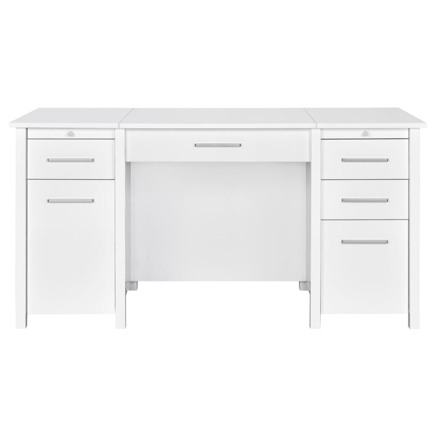 Dylan 60-inch 4-drawer Lift Top Office Desk White High Gloss view 5
