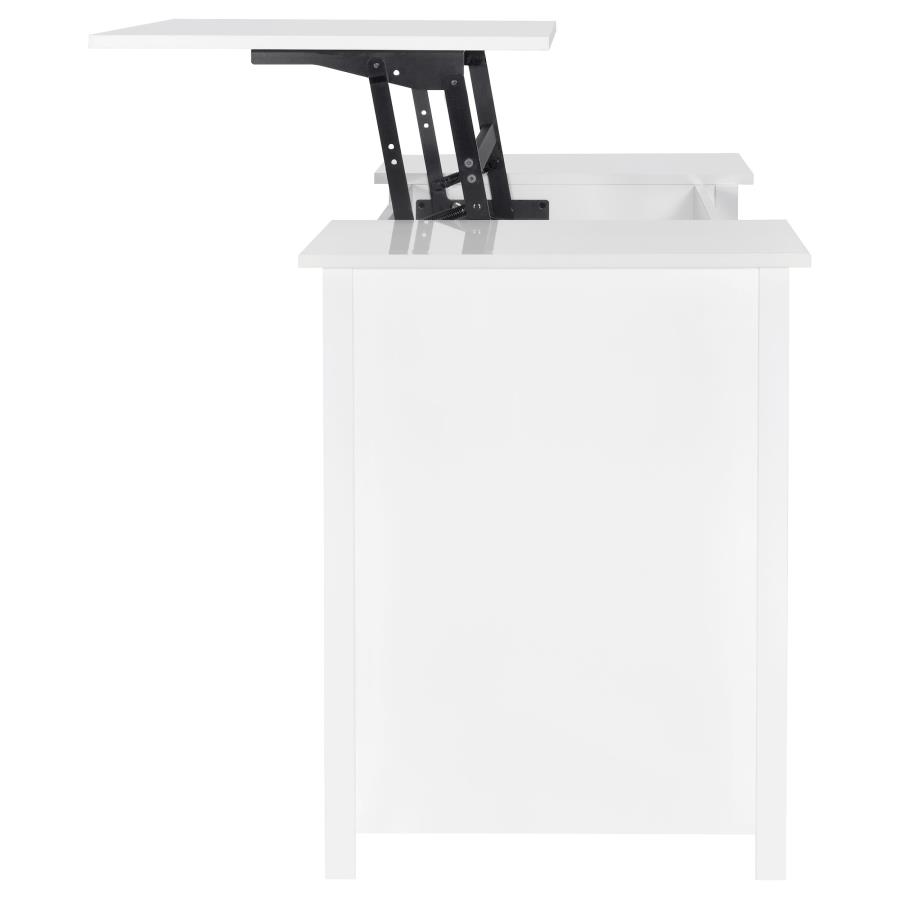 Dylan 60-inch 4-drawer Lift Top Office Desk White High Gloss view 7