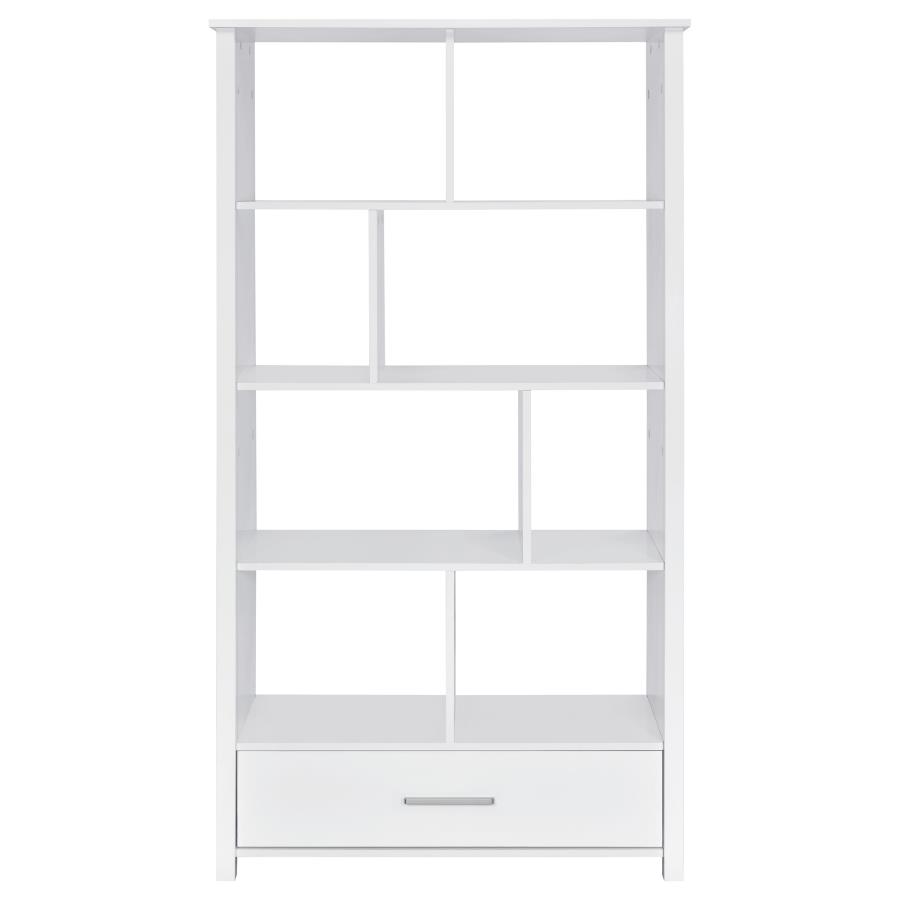 Dylan 68-inch 4-shelf Storage Bookshelf White High Gloss view 4