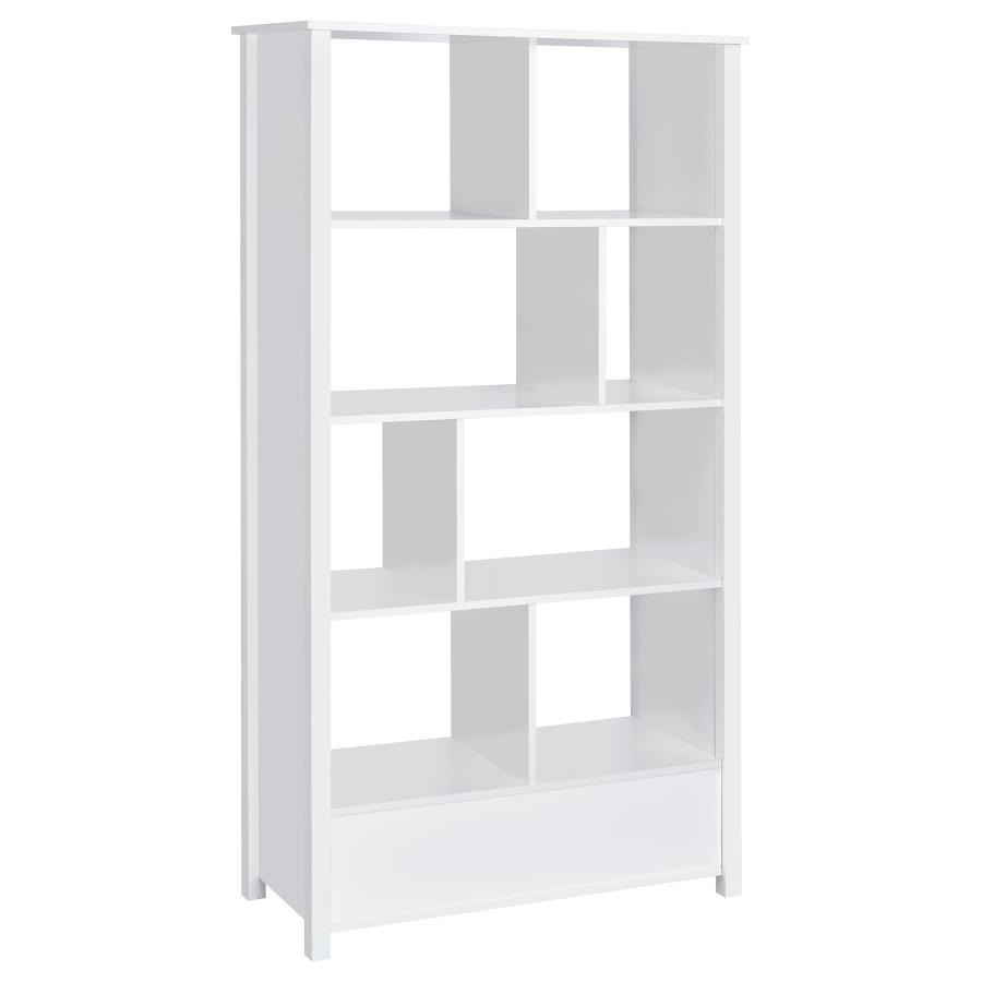 Dylan 68-inch 4-shelf Storage Bookshelf White High Gloss view 6