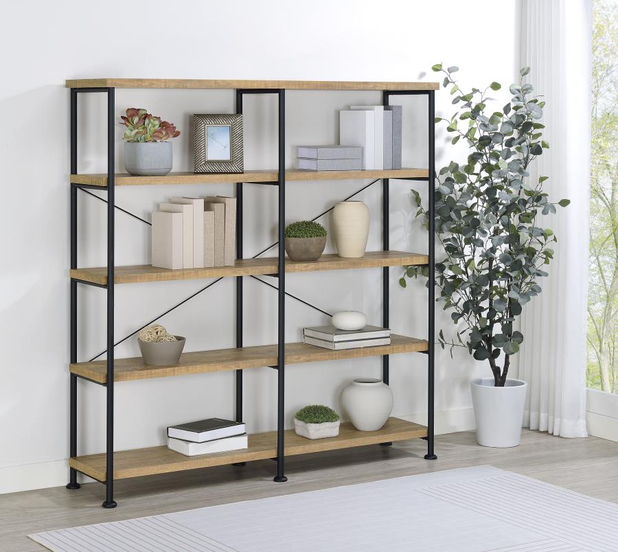 Analiese 63-inch 4-shelf Double Bookshelf Mango view 2
