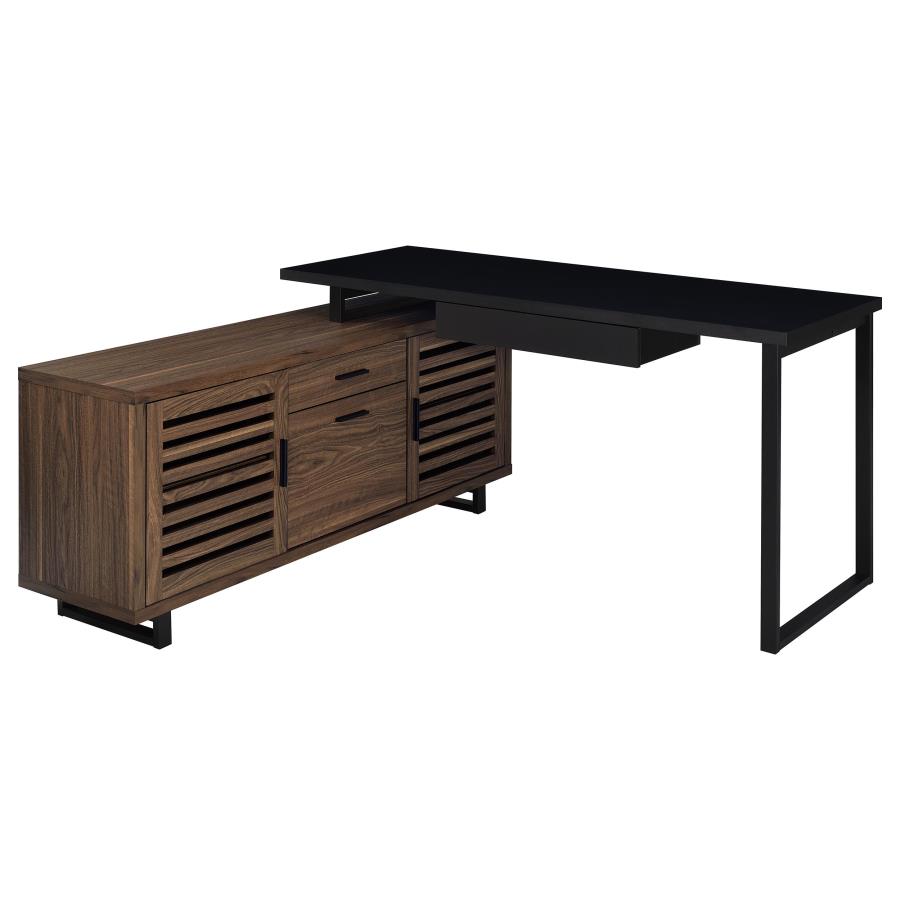 Maddox 60-inch L-Shape Office Computer Desk Black and Walnut view 4