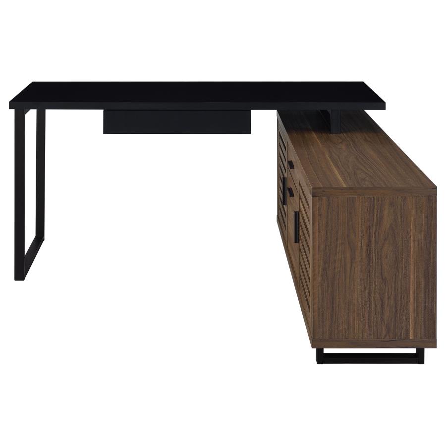 Maddox 60-inch L-Shape Office Computer Desk Black and Walnut view 5