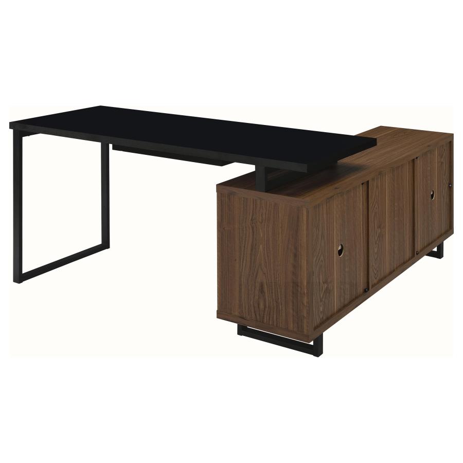 Maddox 60-inch L-Shape Office Computer Desk Black and Walnut view 6