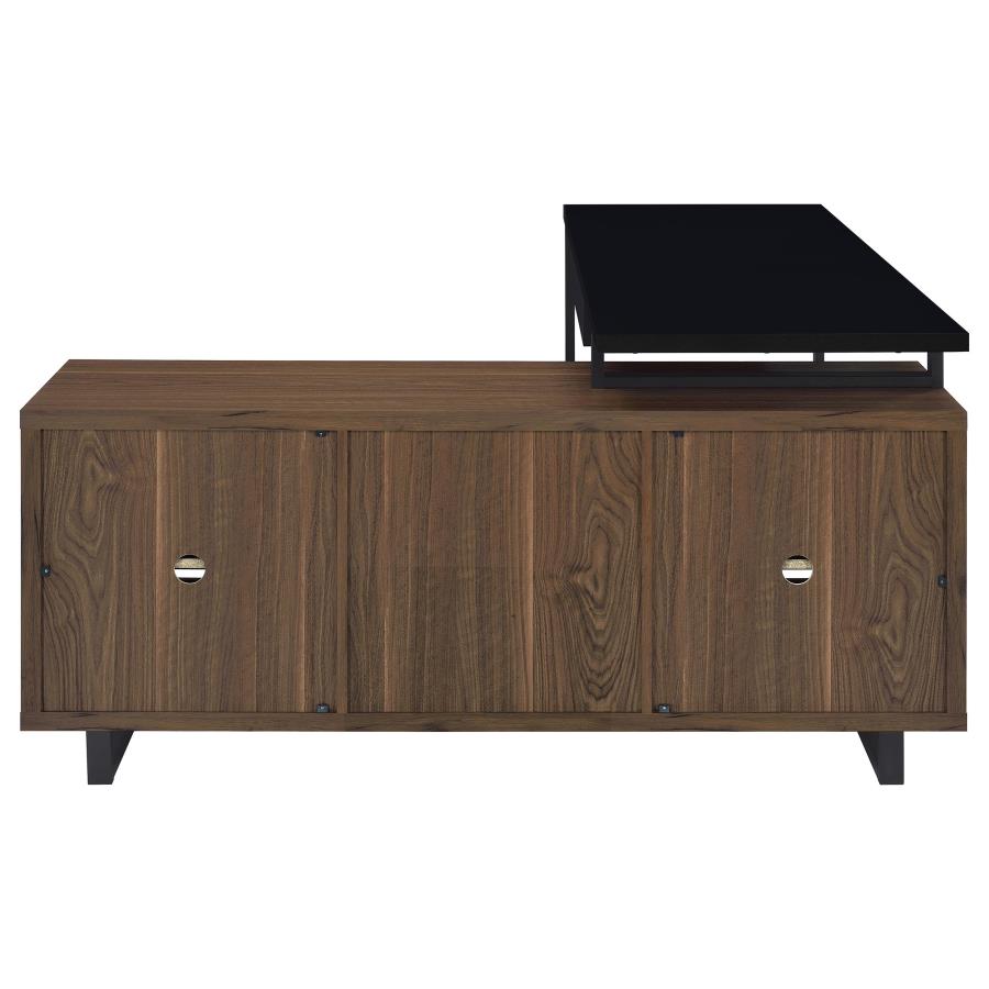 Maddox 60-inch L-Shape Office Computer Desk Black and Walnut view 7