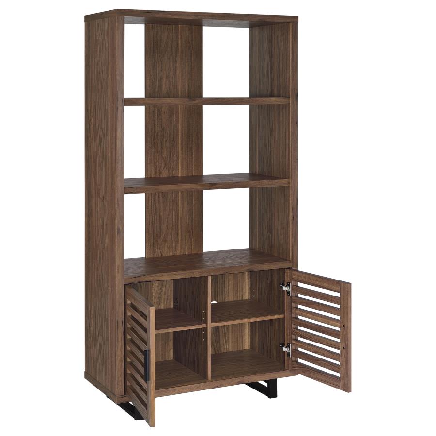Maddox 71-inch 3-shelf Cabinet Bookcase Walnut view 3