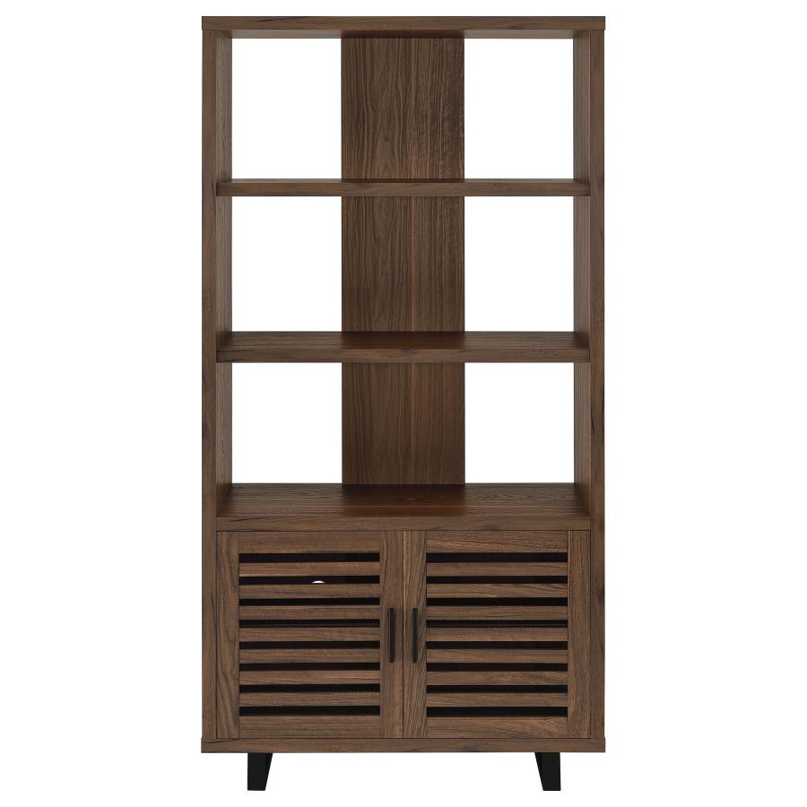 Maddox 71-inch 3-shelf Cabinet Bookcase Walnut view 4