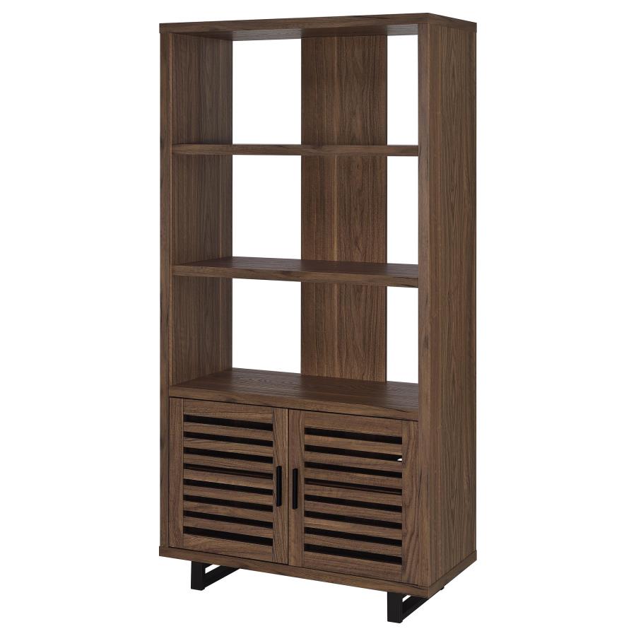 Maddox 71-inch 3-shelf Cabinet Bookcase Walnut view 5