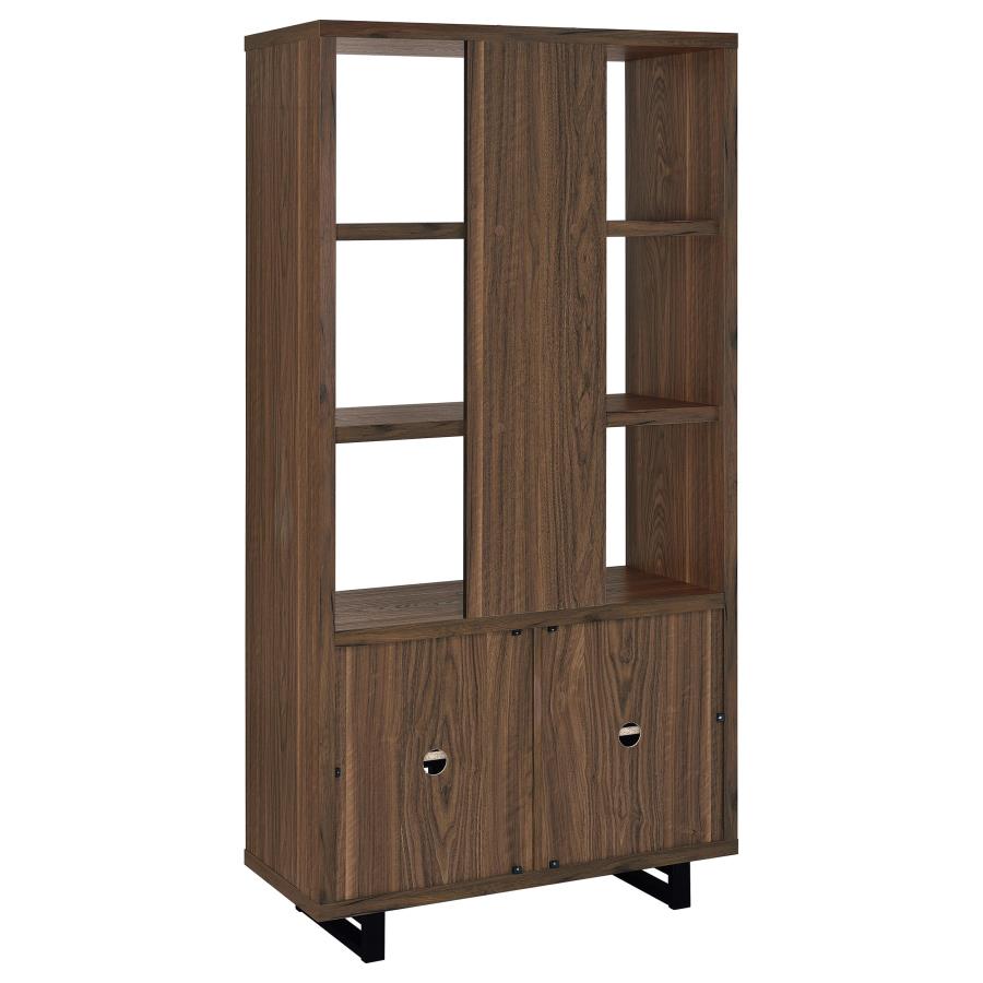 Maddox 71-inch 3-shelf Cabinet Bookcase Walnut view 7