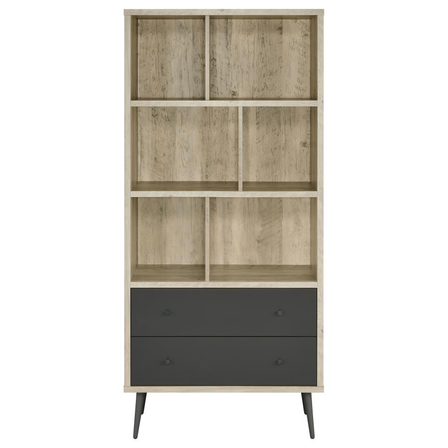 Maeve 70-inch 3-shelf Bookcase with Drawers Distressed Pine view 4